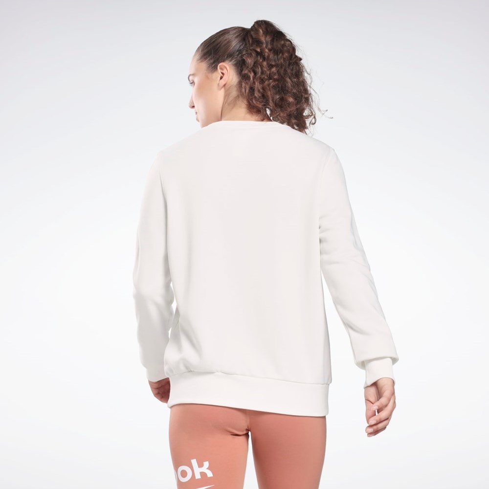 Reebok Reebok Identity Logo French Terry Crew Sweatshirt Vita Svarta | NDQTZ-7403