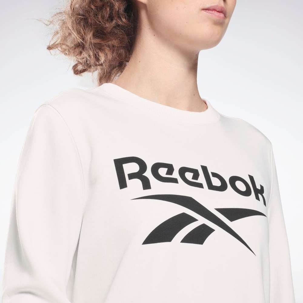 Reebok Reebok Identity Logo French Terry Crew Sweatshirt Vita Svarta | NDQTZ-7403