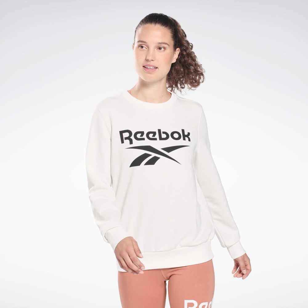 Reebok Reebok Identity Logo French Terry Crew Sweatshirt Vita Svarta | NDQTZ-7403