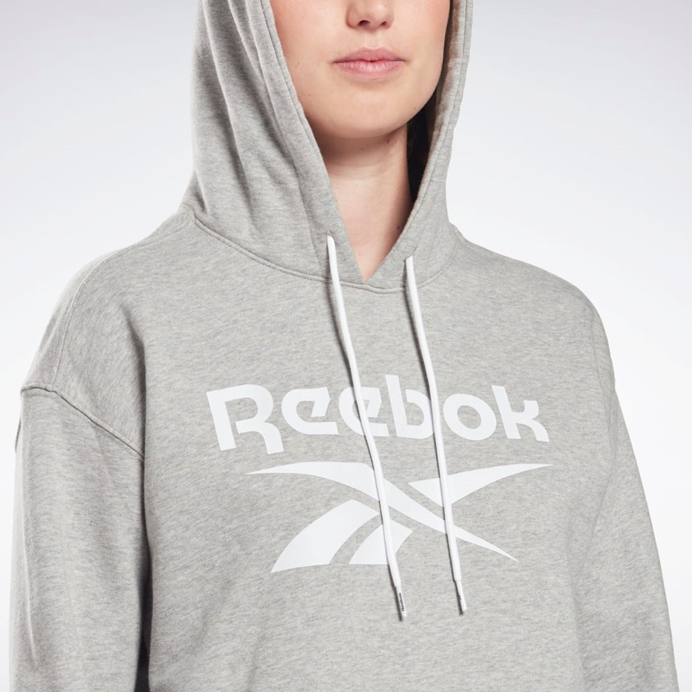 Reebok Reebok Identity Logo French Terry Hoodie Grå Vita Vita | NSZUD-7193