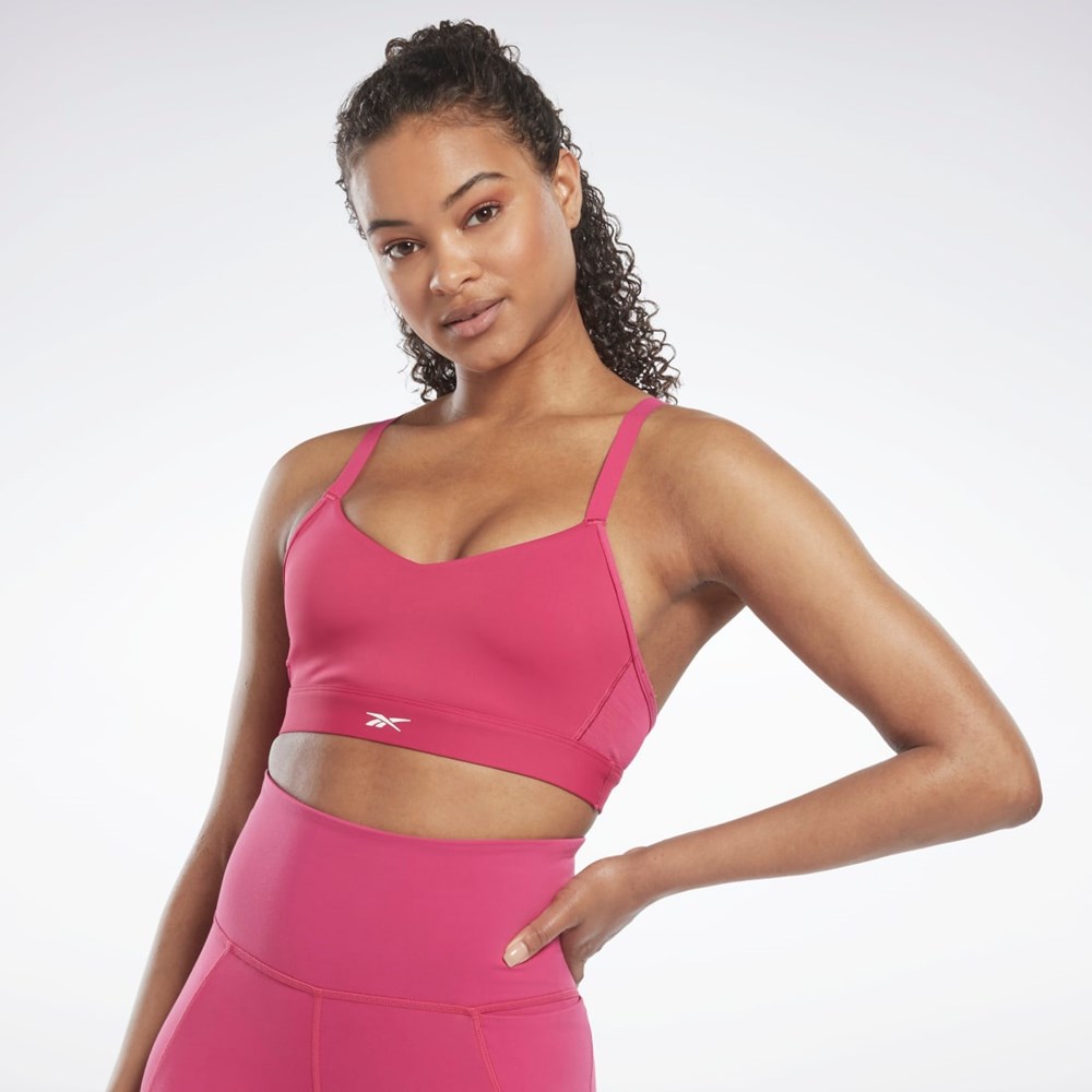 Reebok Reebok Lux Snörade Sports Bra Rosa | EWCZB-6495