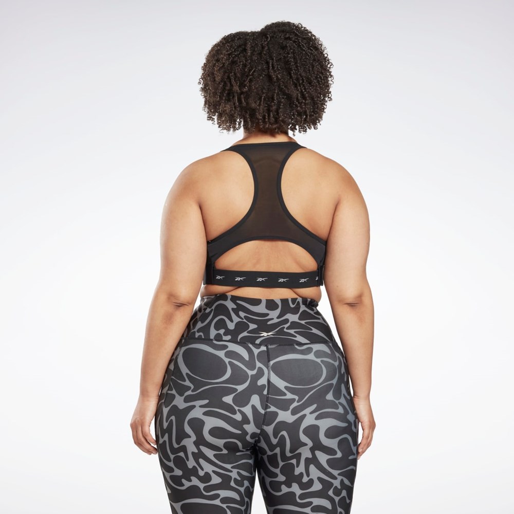 Reebok Reebok Lux Vector Racer Sports Bra (Plus Size) Svarta | IBKVM-5286