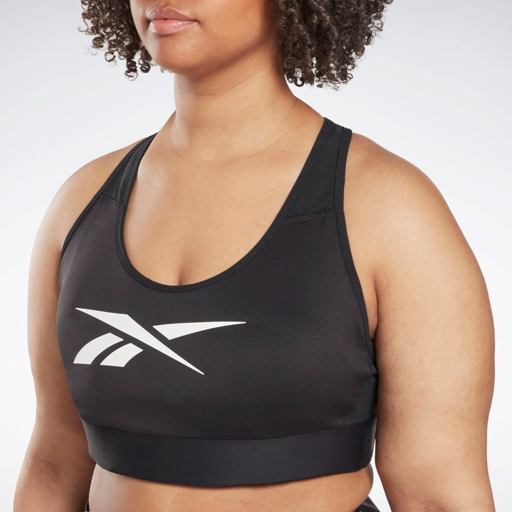 Reebok Reebok Lux Vector Racer Sports Bra (Plus Size) Svarta | IBKVM-5286