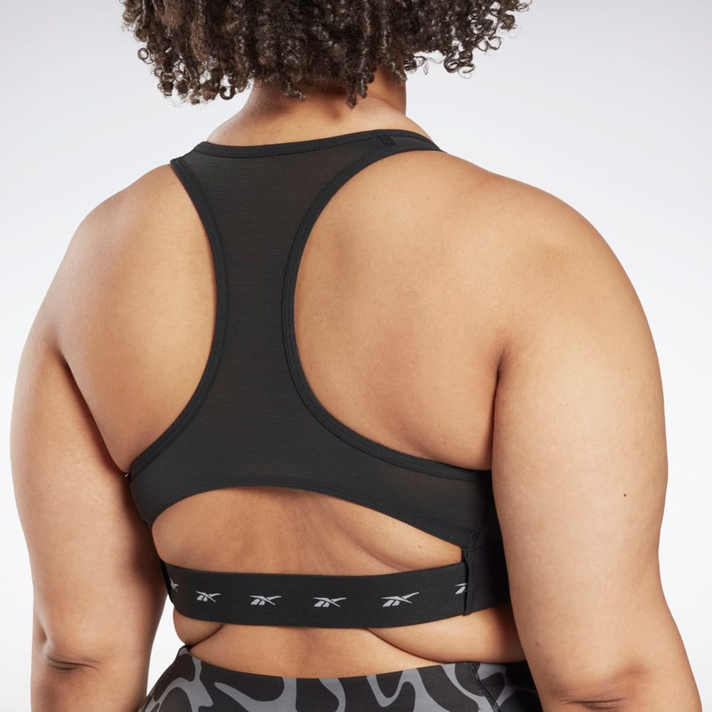 Reebok Reebok Lux Vector Racer Sports Bra (Plus Size) Svarta | IBKVM-5286