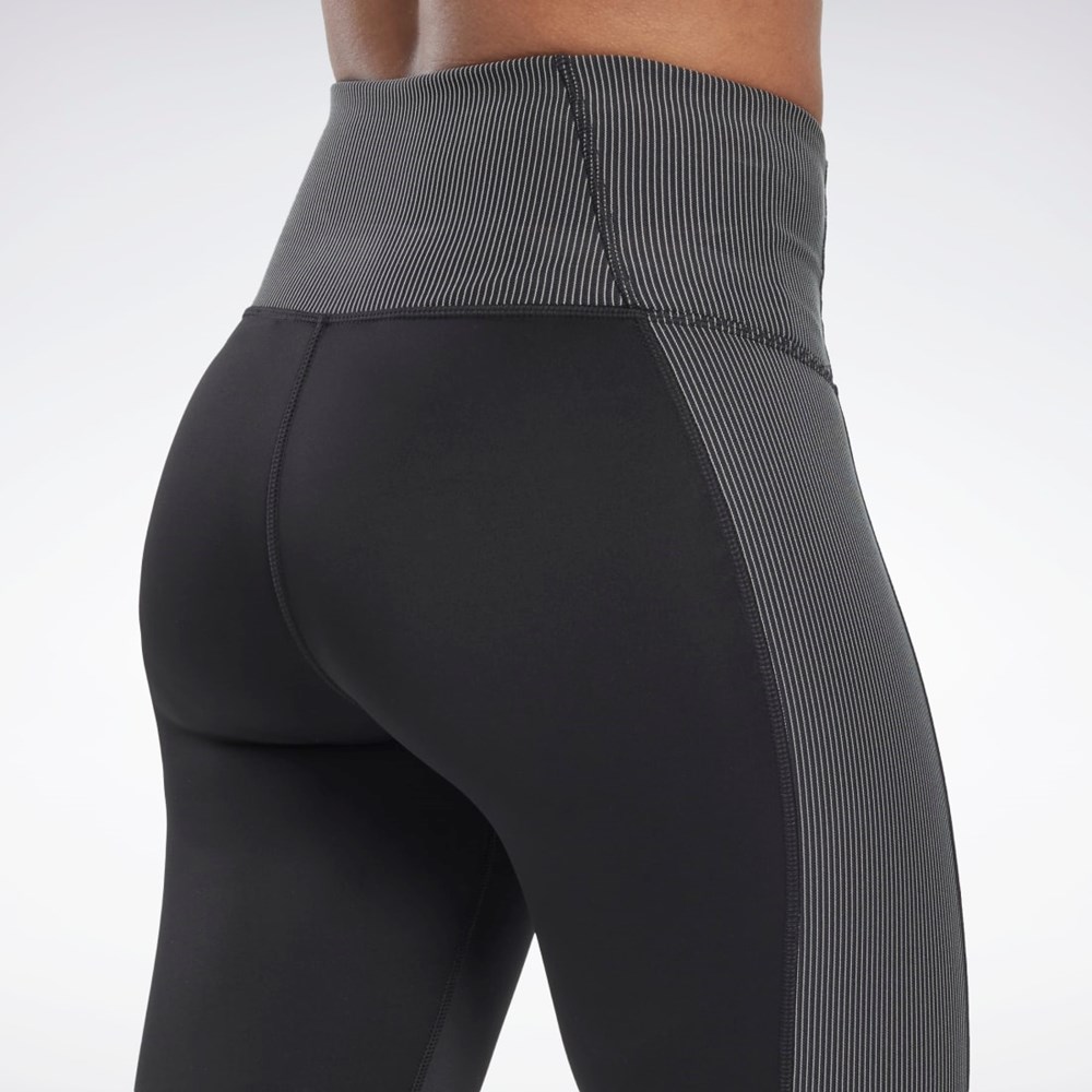 Reebok Rib High-Rise Leggings Svarta | UJBAK-9028