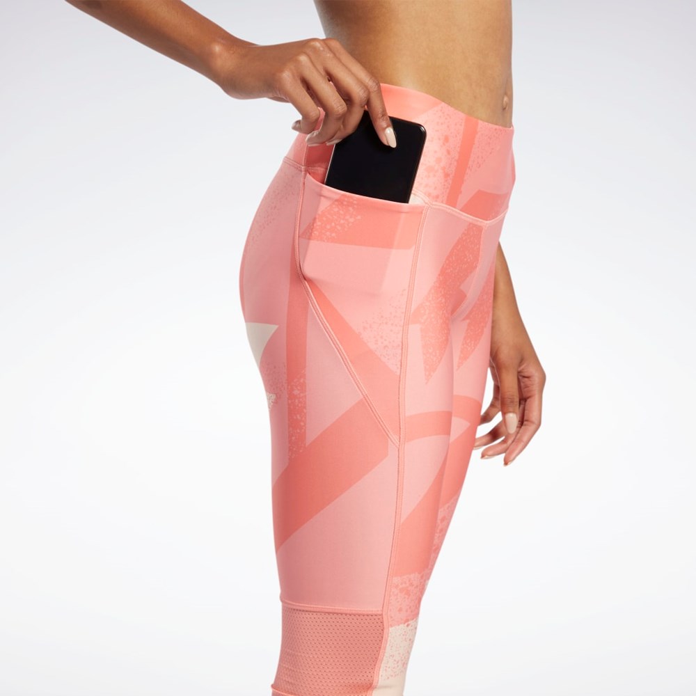 Reebok Run Essentials Allover Print 3/4 Leggings Korall | NSAJR-5386