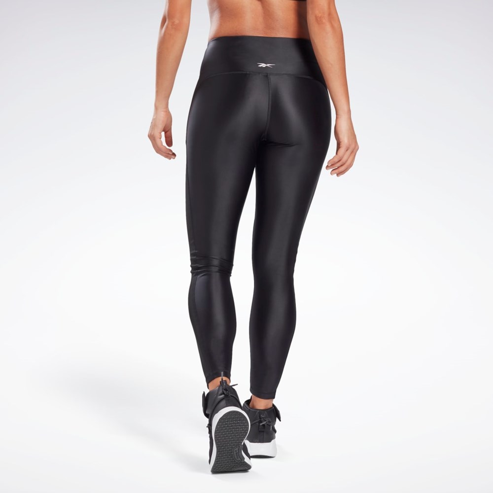 Reebok Shiny High-Rise Leggings Svarta | ZWYPV-0728