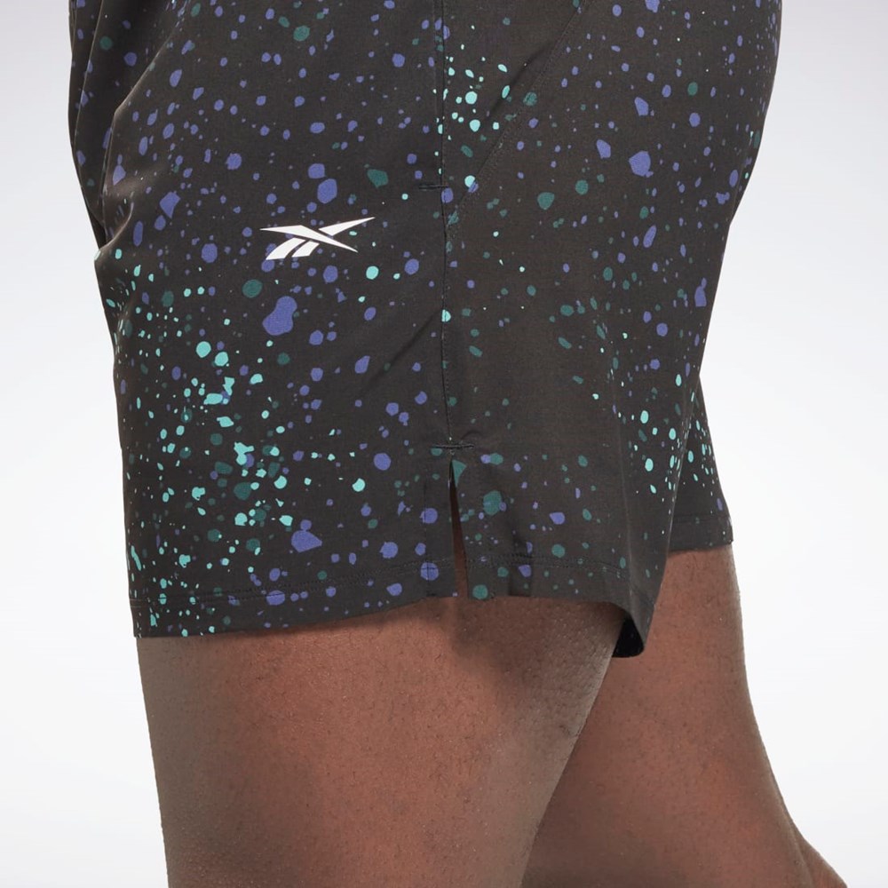 Reebok Strength Allover Print Shorts Svarta | NQDLY-9832