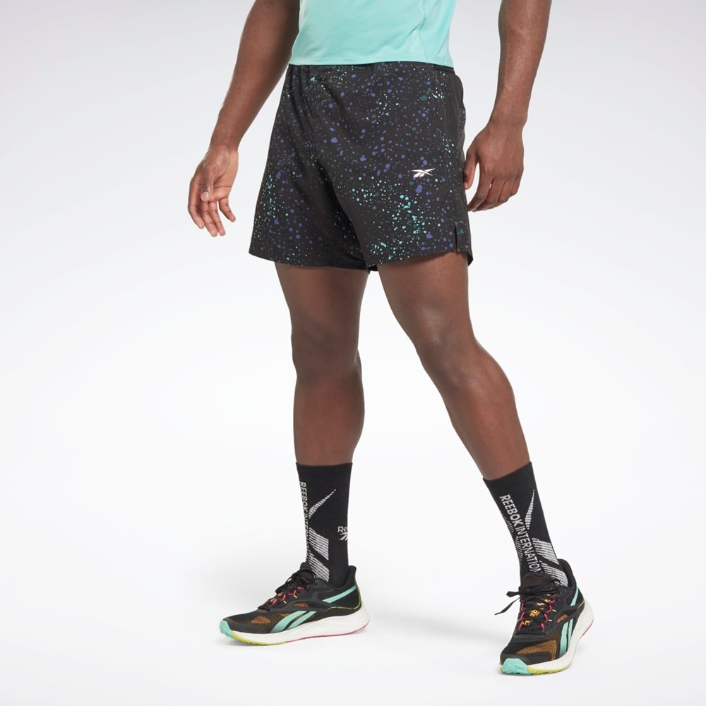 Reebok Strength Allover Print Shorts Svarta | NQDLY-9832