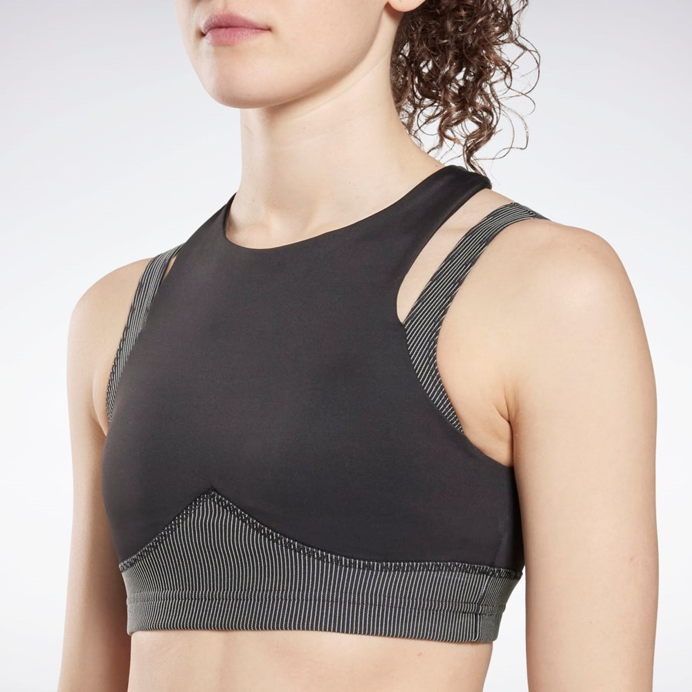 Reebok Studio Layered Bra Top Svarta | AXDHR-1047