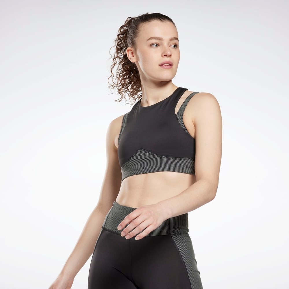 Reebok Studio Layered Bra Top Svarta | AXDHR-1047