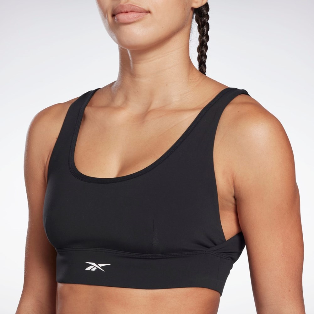 Reebok Studio Reebok Stripped Minimalist Bra Svarta | CKSPH-9214