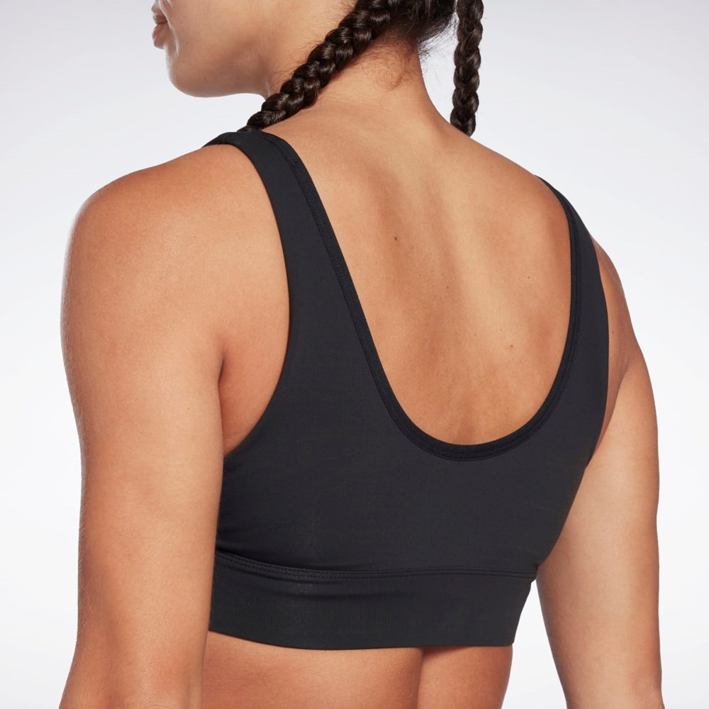 Reebok Studio Reebok Stripped Minimalist Bra Svarta | CKSPH-9214