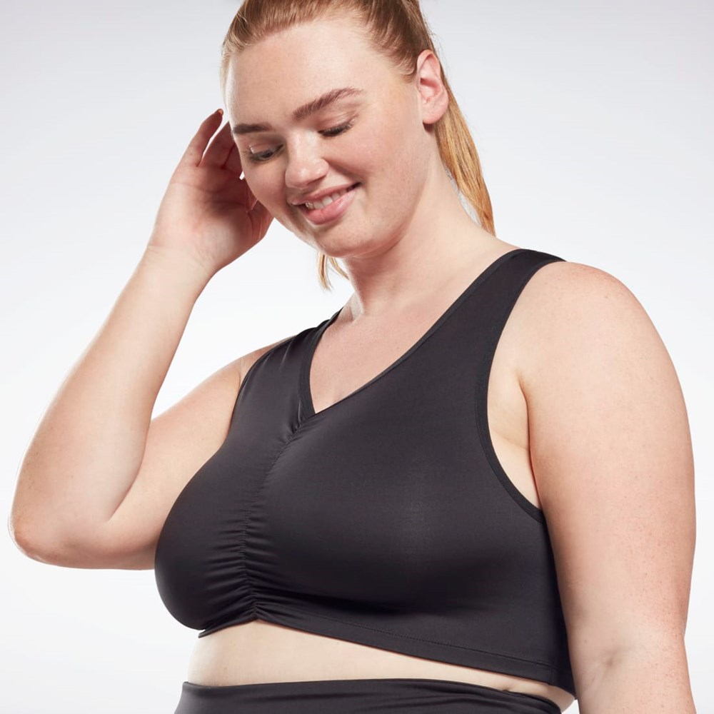 Reebok Studio Ruched Cropped Tank Top (Plus Size) Svarta | MVEDL-7362