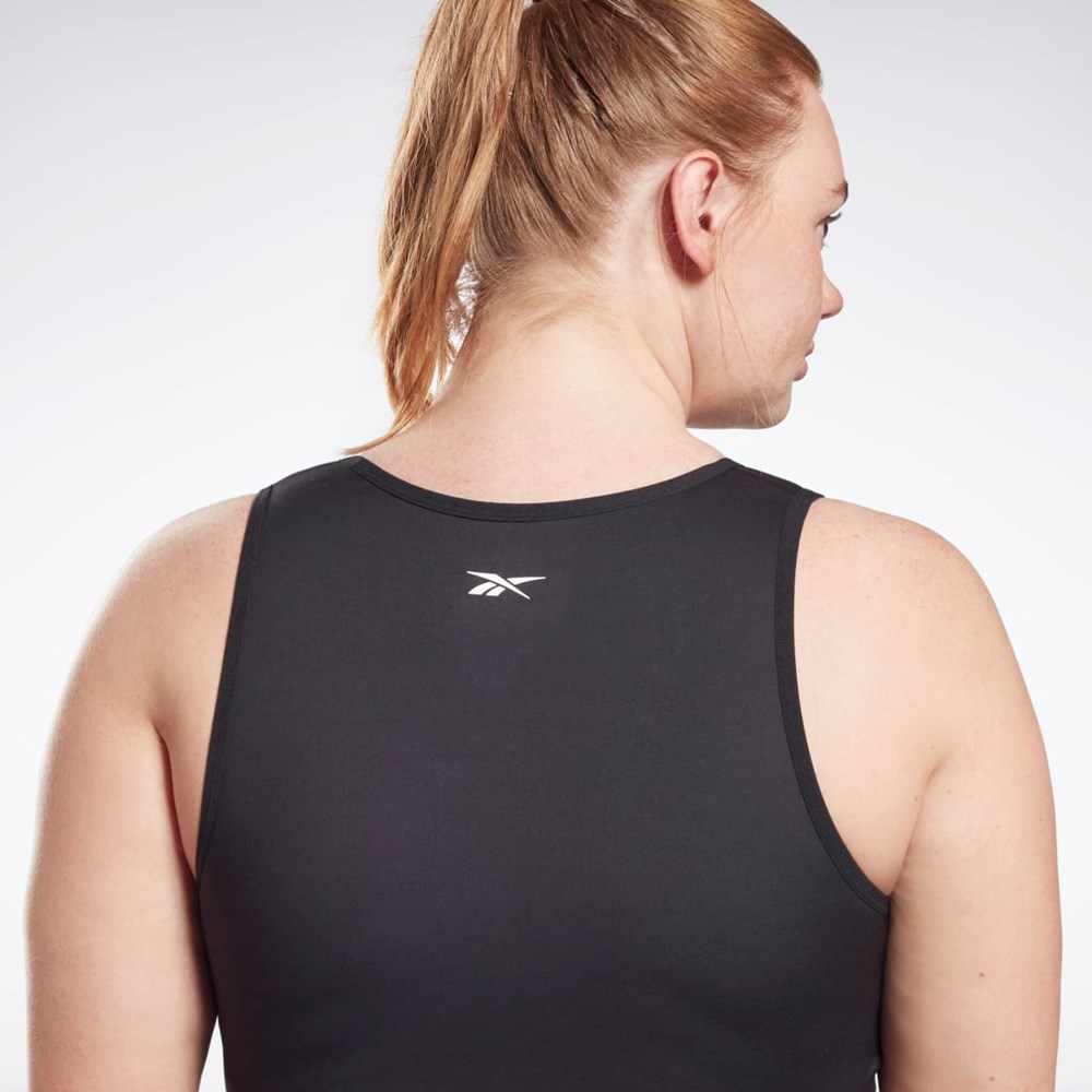 Reebok Studio Ruched Cropped Tank Top (Plus Size) Svarta | MVEDL-7362