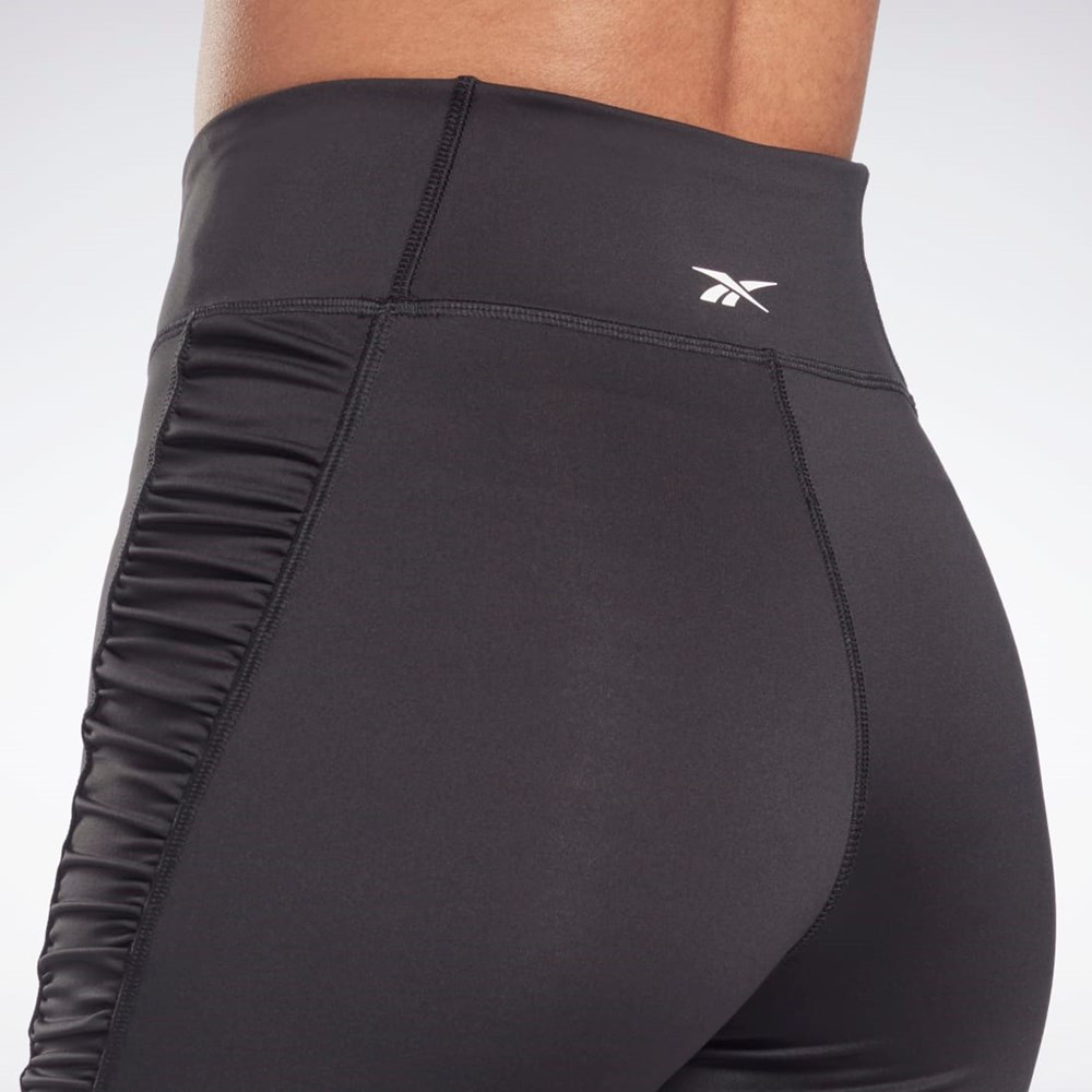 Reebok Studio Ruched High Rise Legging Shorts Svarta | WMURK-9374