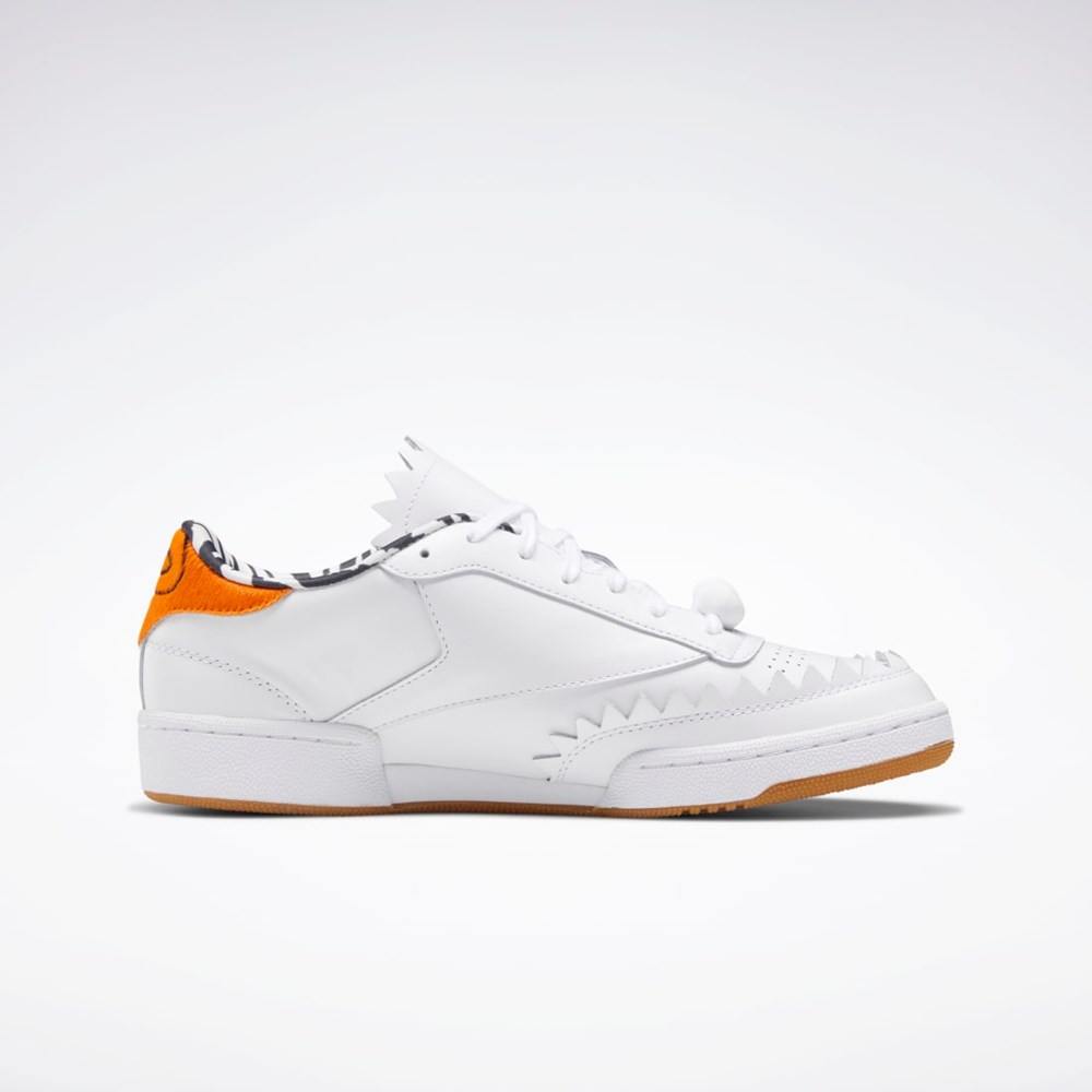 Reebok THE FLINTSTONES Club C Shoes Vita Svarta Orange | HSKBX-8216