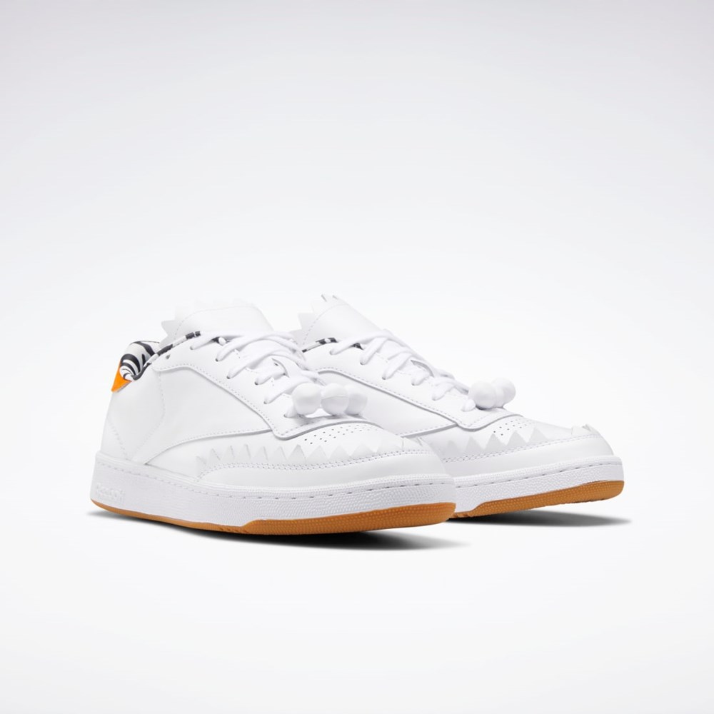 Reebok THE FLINTSTONES Club C Shoes Vita Svarta Orange | HSKBX-8216