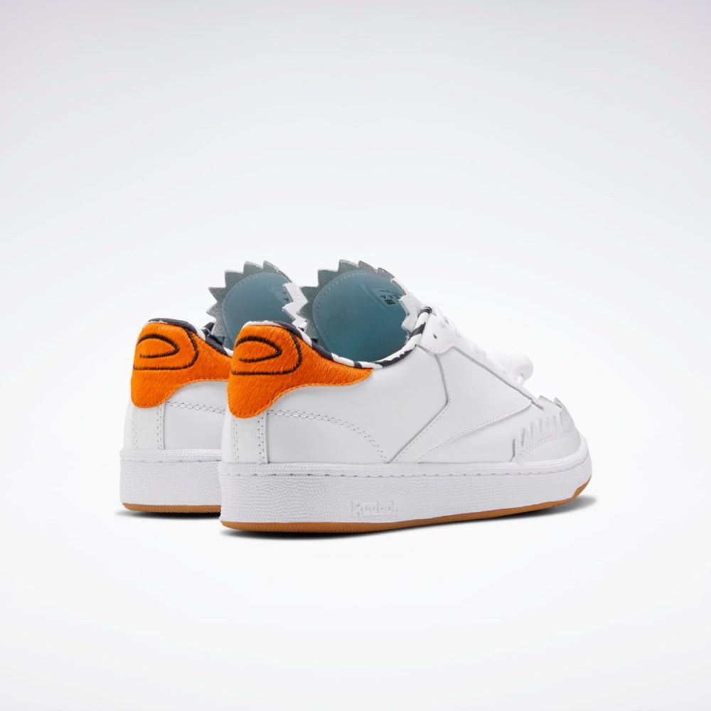 Reebok THE FLINTSTONES Club C Shoes Vita Svarta Orange | HSKBX-8216