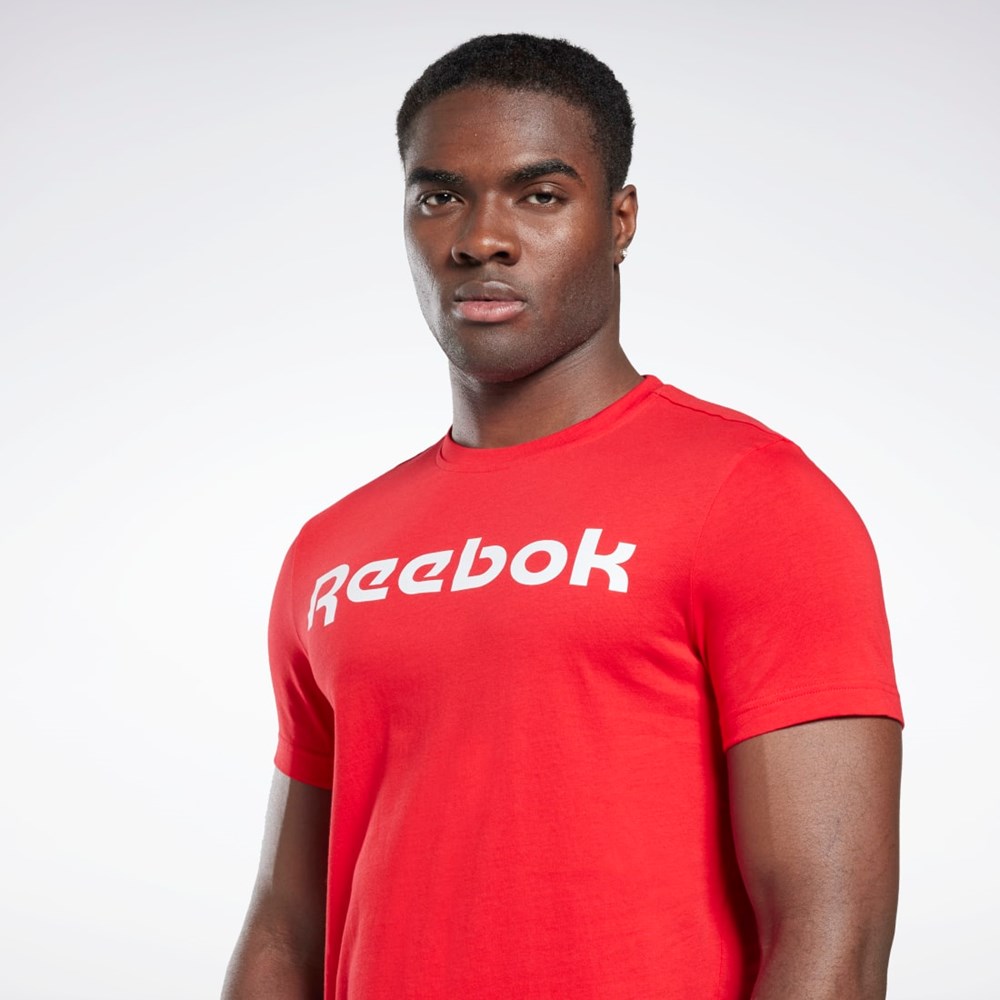 Reebok Tryck Series Linear Logo Tee Röda | UZTSA-2586