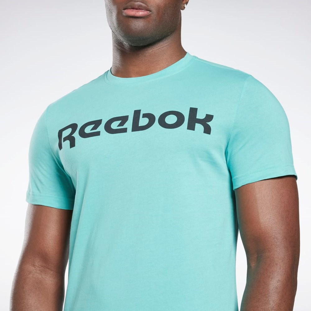 Reebok Tryck Series Linear Logo Tee Semi Classic Teal | NQOKP-1657