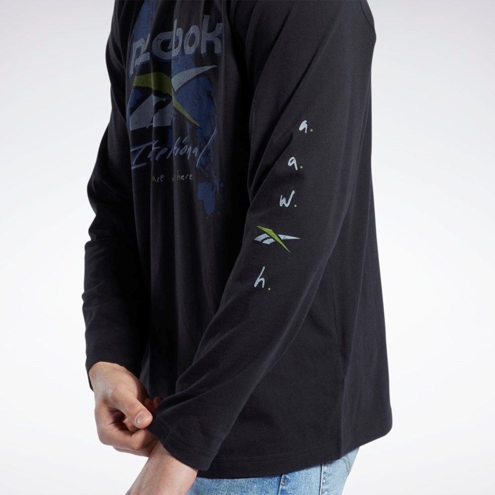 Reebok Tryck Series Pre-Season Long Sleeve T-Shirt Svarta | BNVGL-3564