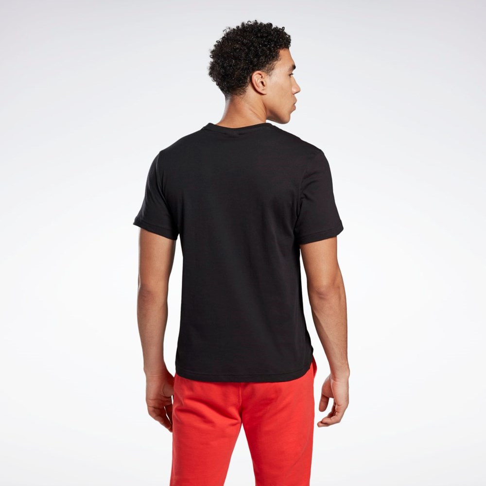 Reebok Tryck Series Reebok Stacked Tee Svarta | QSTBG-3759