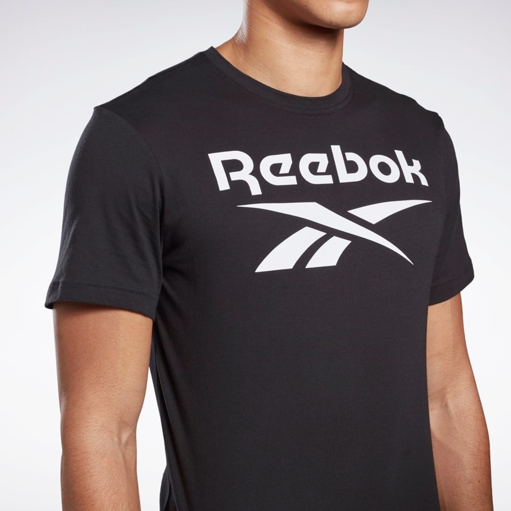 Reebok Tryck Series Reebok Stacked Tee Svarta | QSTBG-3759