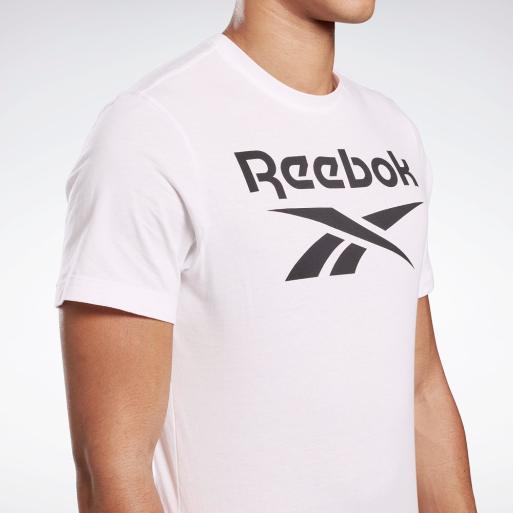 Reebok Tryck Series Reebok Stacked Tee Vita | ABGIJ-3106