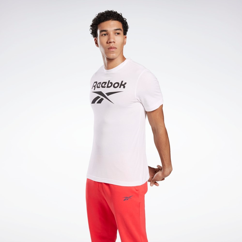 Reebok Tryck Series Reebok Stacked Tee Vita | ABGIJ-3106