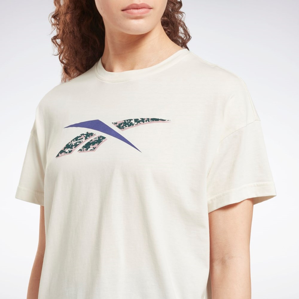 Reebok Tränings Essentials Modern Safari Tryck Tee Vita | AKWHI-1259