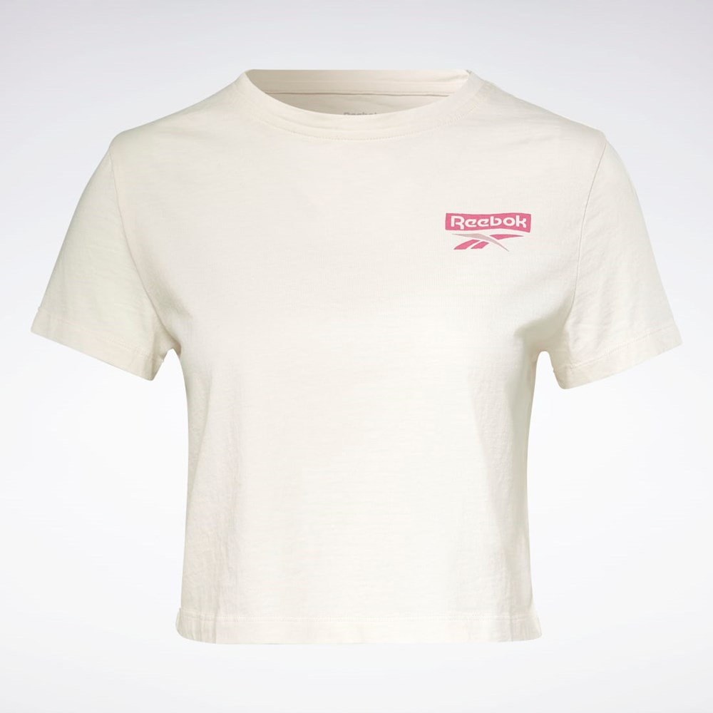 Reebok Tränings Essentials Tryck T-Shirt Vita | IGFOY-5673