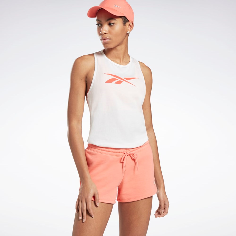 Reebok Tränings Essentials Tryck Tank Top Vita Orange | RQVID-6809