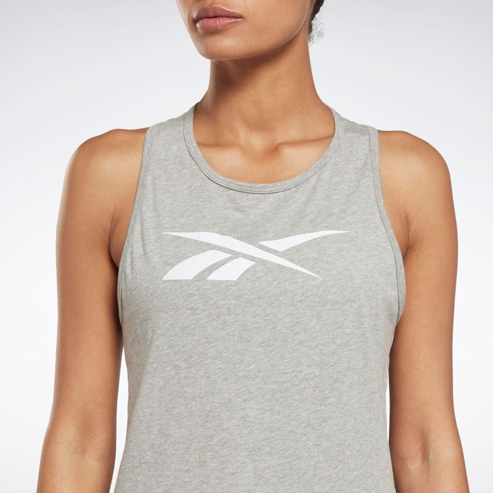 Reebok Tränings Essentials Tryck Tank Top Grå | XBQWJ-7139