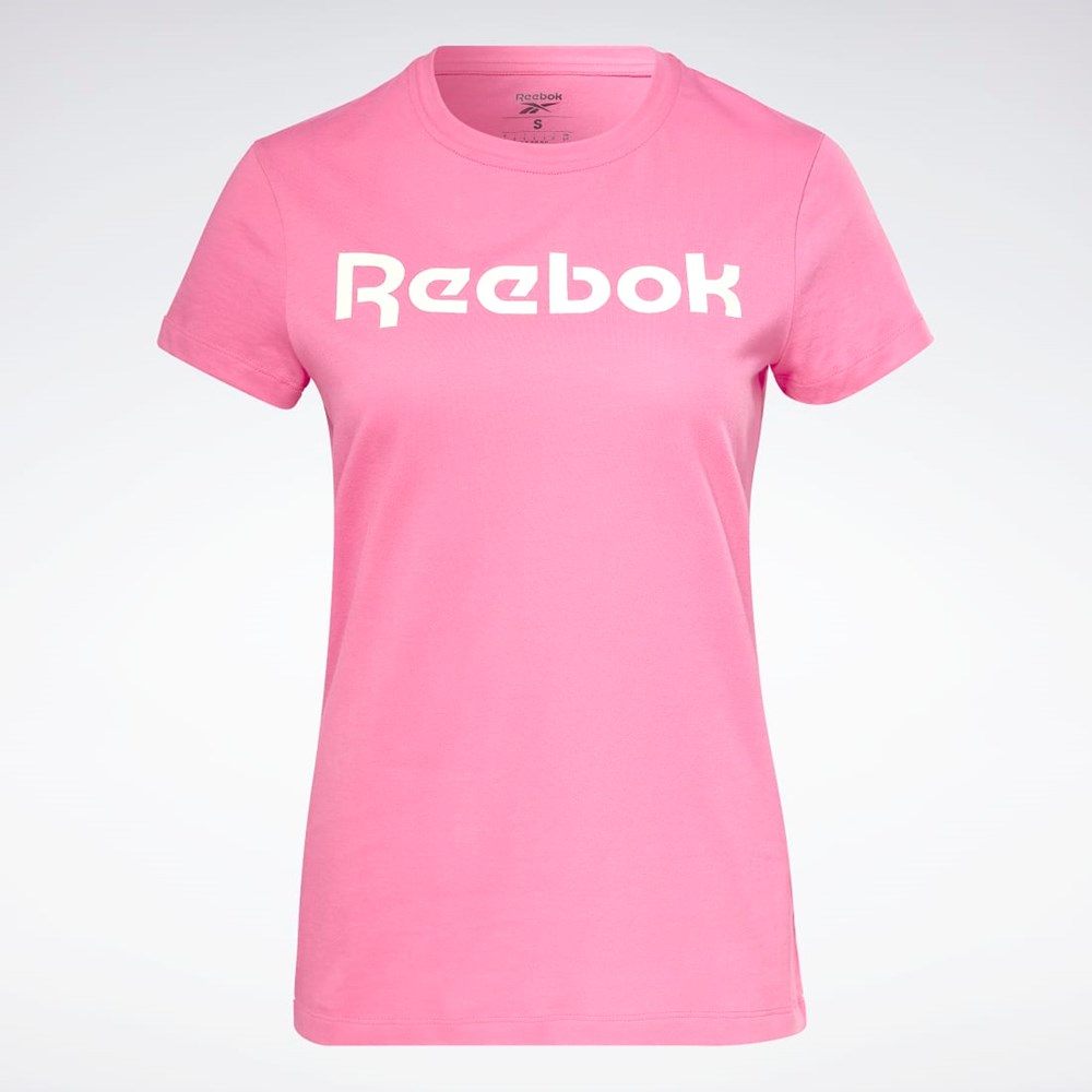 Reebok Tränings Essentials Tryck Tee Rosa | FGWPT-9658