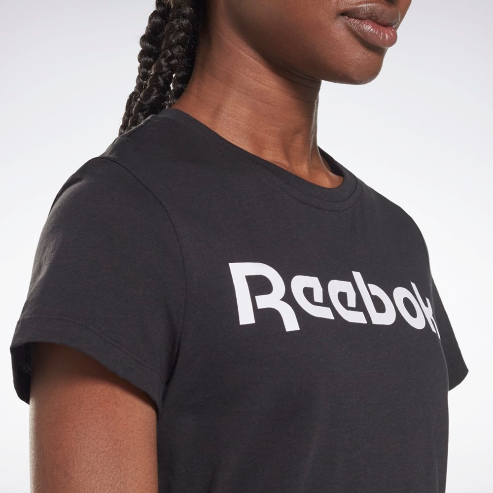 Reebok Tränings Essentials Tryck Tee Svarta Vita | DYIRJ-5863