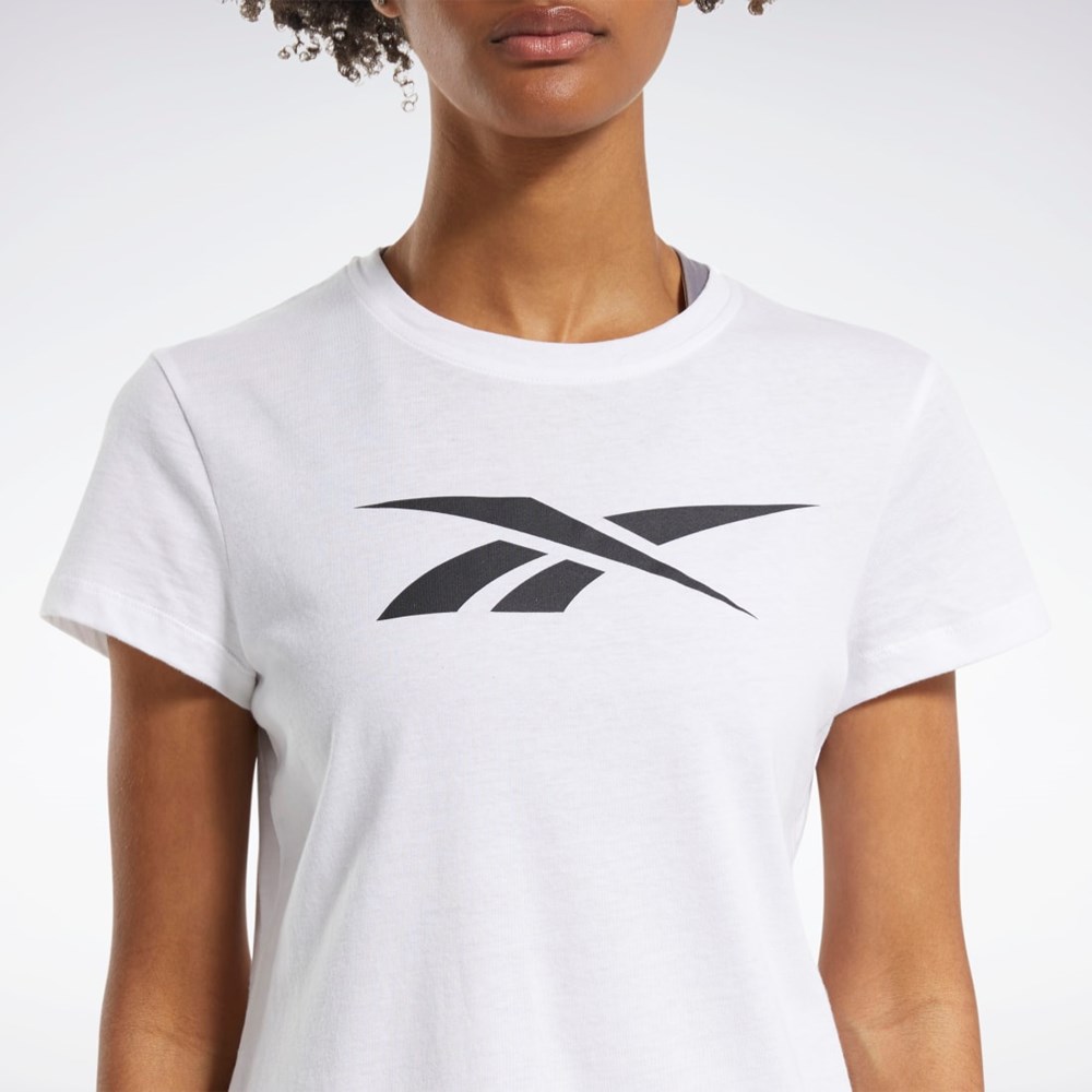 Reebok Tränings Essentials Vector Tryck Tee Vita | NFUJT-7062