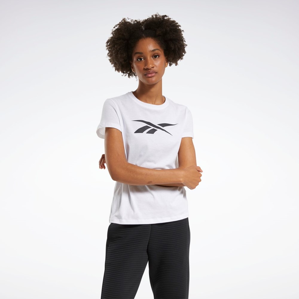 Reebok Tränings Essentials Vector Tryck Tee Vita | NFUJT-7062