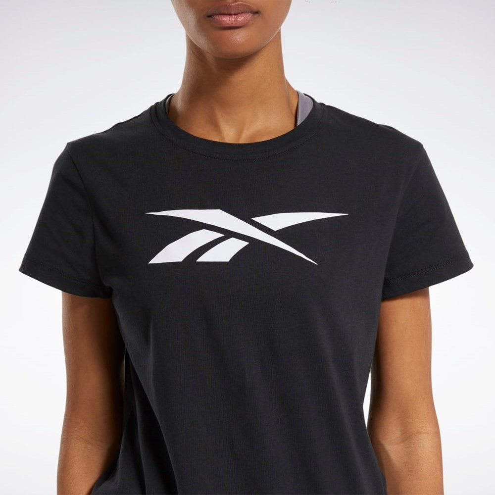 Reebok Tränings Essentials Vector Tryck Tee Svarta | SZTWF-7890