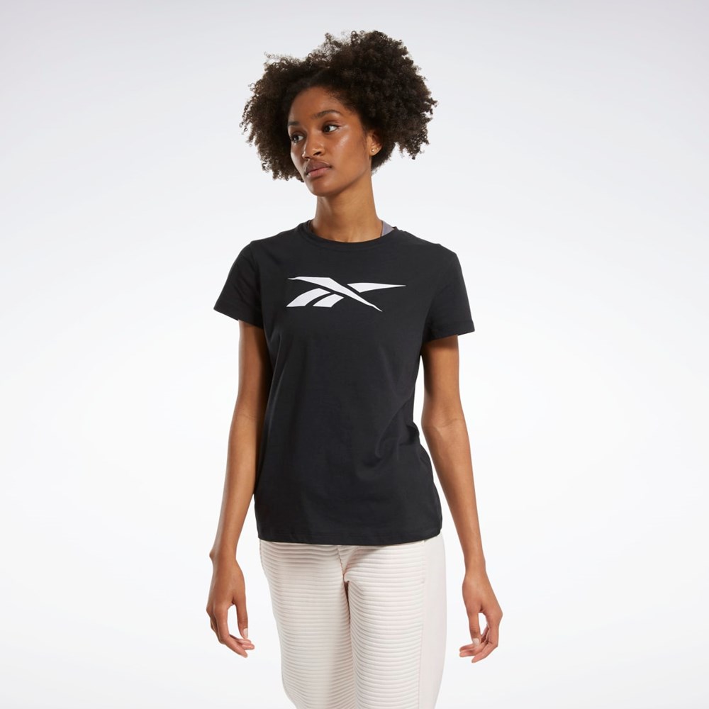 Reebok Tränings Essentials Vector Tryck Tee Svarta | SZTWF-7890