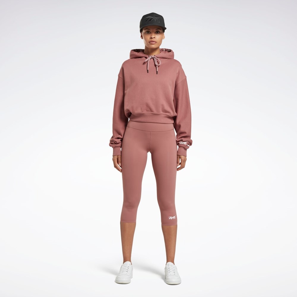 Reebok Victoria Beckham Crop Logo Hoodie Parched Earth | ASQXV-4827