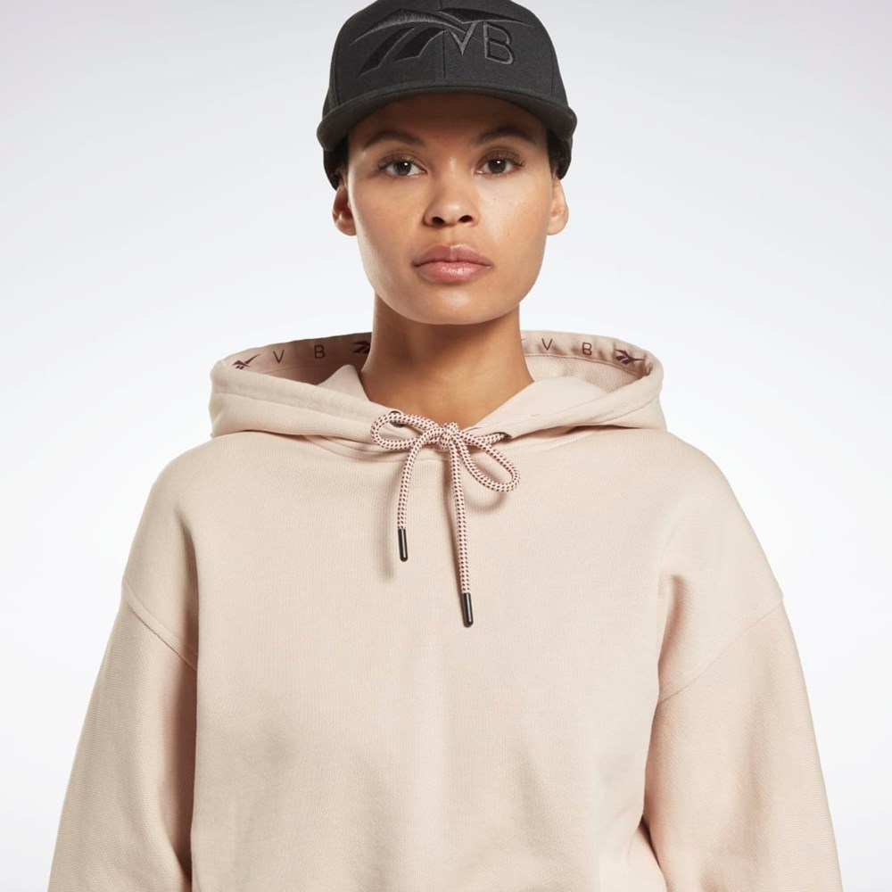 Reebok Victoria Beckham Crop Logo Hoodie Soft Ecru | WZJVE-4357