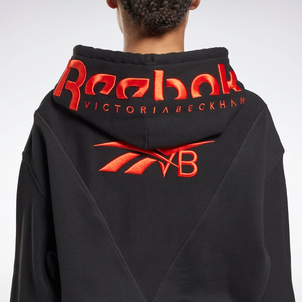 Reebok Victoria Beckham Crop Logo Hoodie Svarta | ZJLDA-3082