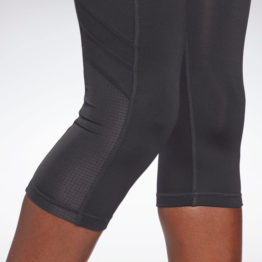 Reebok Workout Ready Mesh Capri Tights Svarta | CFQEB-3410