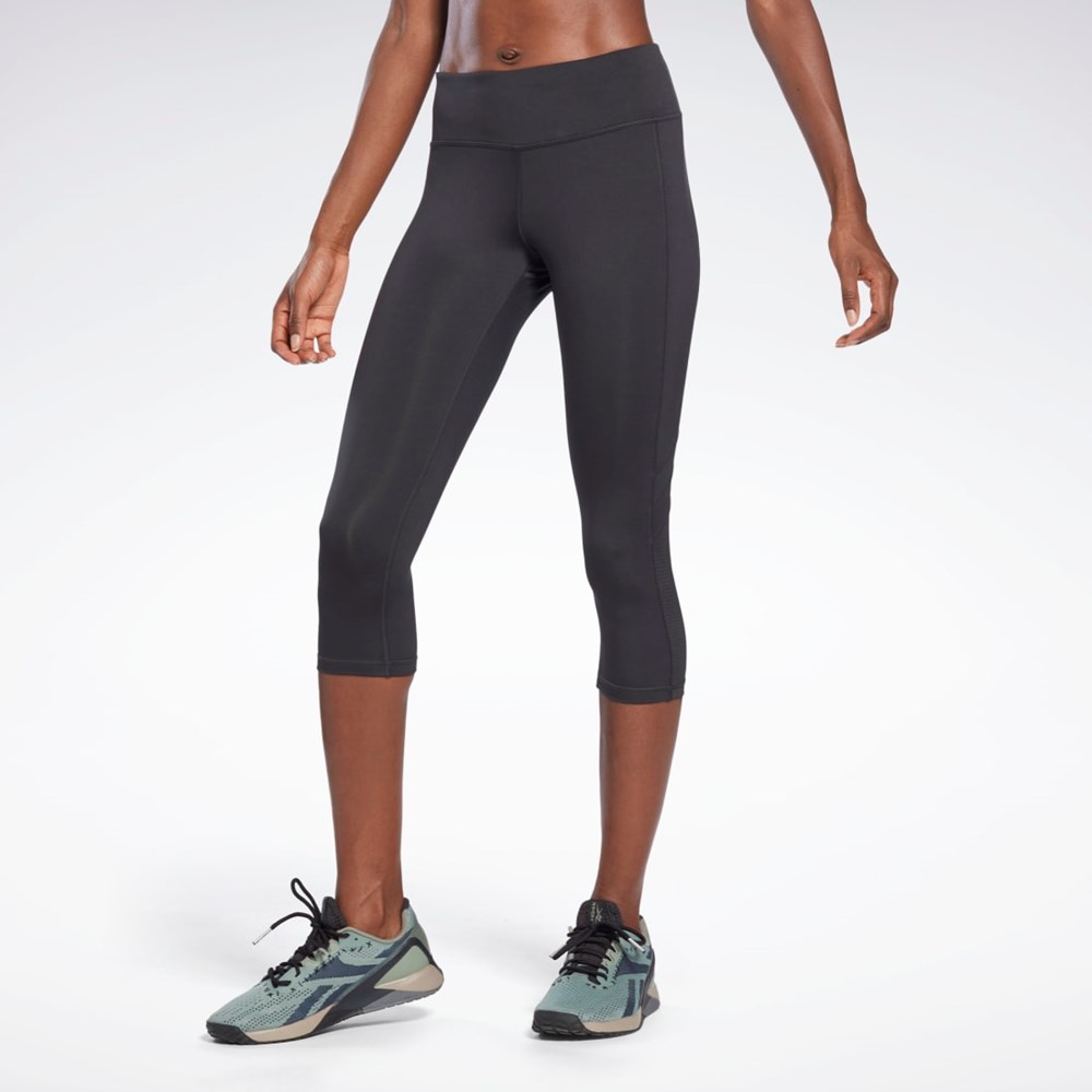 Reebok Workout Ready Mesh Capri Tights Svarta | CFQEB-3410