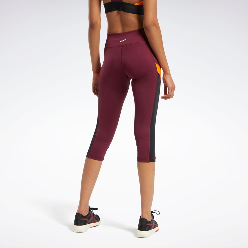 Reebok Workout Ready Mesh Capri Tights Vinröda | BFWDX-9786