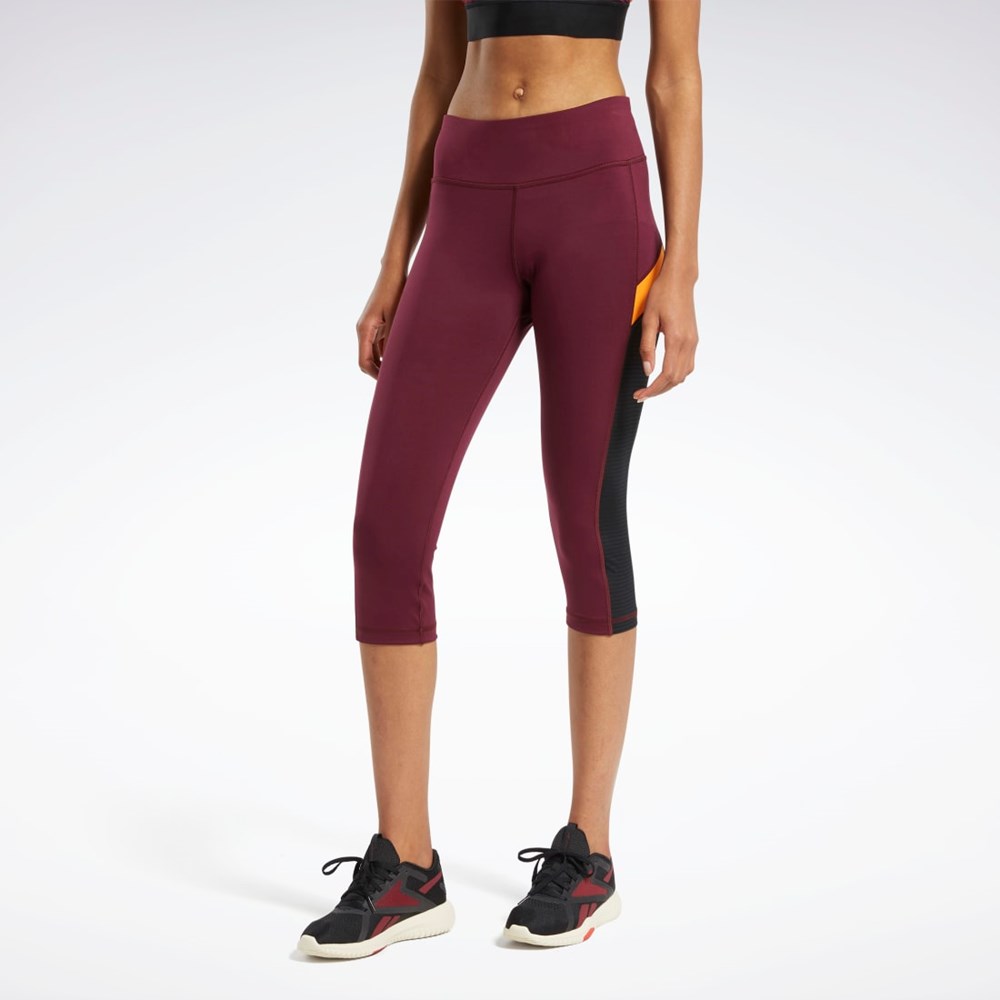 Reebok Workout Ready Mesh Capri Tights Vinröda | BFWDX-9786