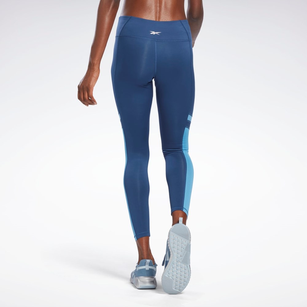 Reebok Workout Ready Mesh Leggings Blå | DRPAG-1386