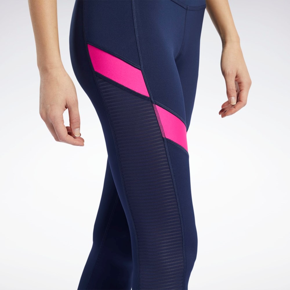 Reebok Workout Ready Mesh Leggings Marinblå | KFWUC-6284