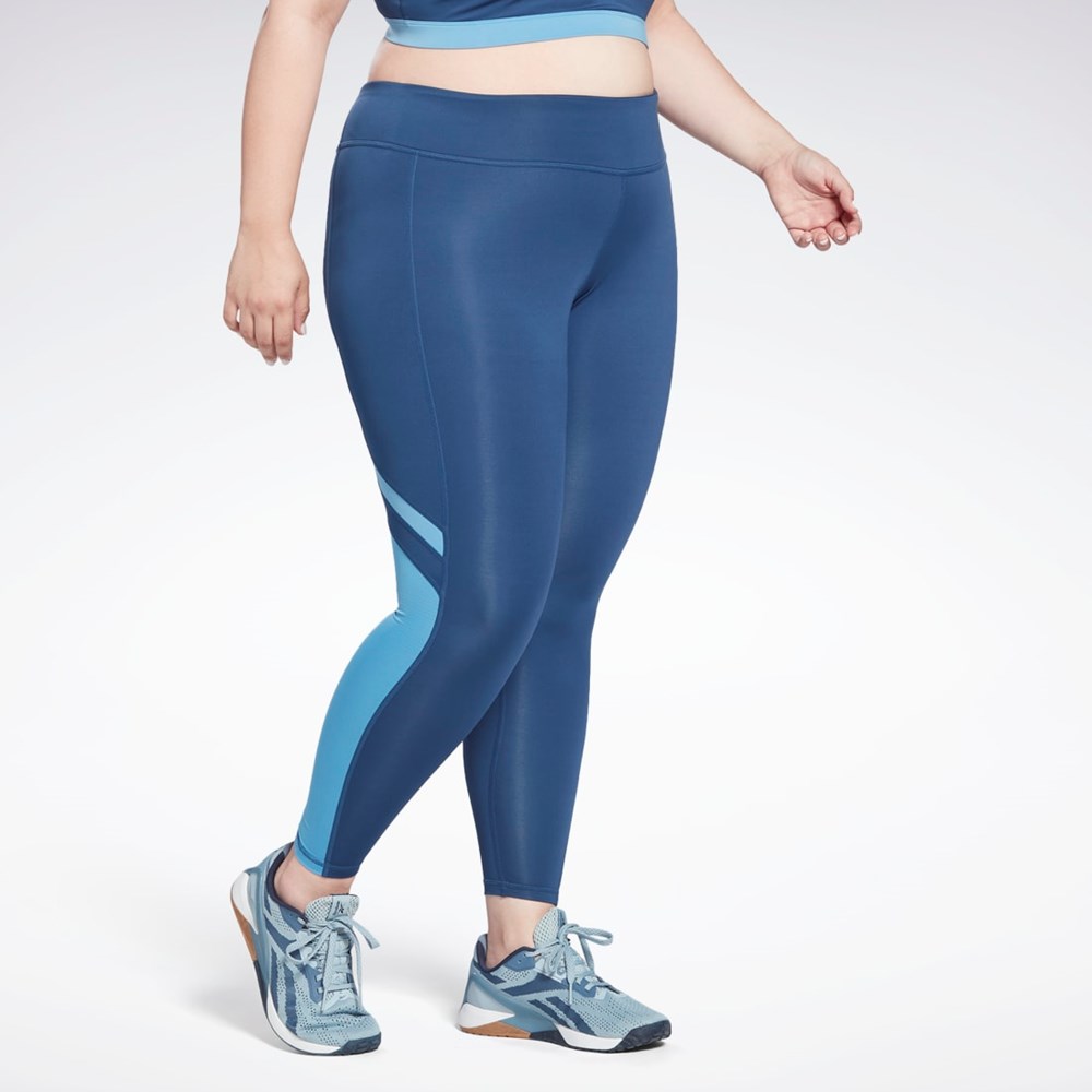 Reebok Workout Ready Mesh Leggings (Plus Size) Blå | GZBWM-8529